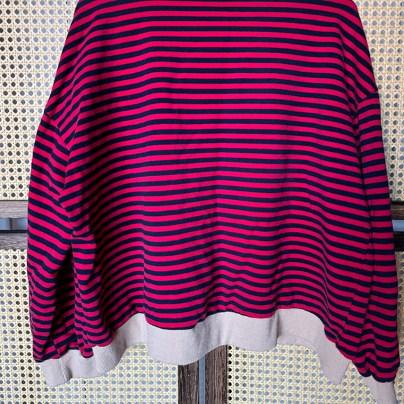Red & Navy TERIVEEK Oversized Striped Long Sleeve Shirt (XL) - Picture 4 of 4